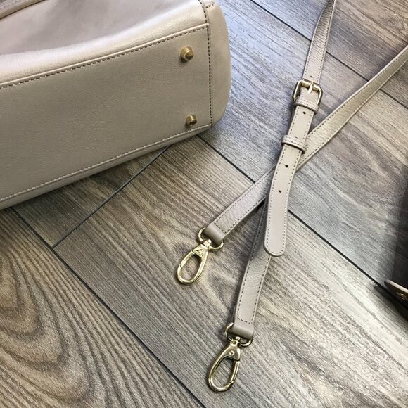 TMRW Studio Antonio Medium Leather Crossbody Bag Removable Inner Pouch Neutral - Picture 11 of 16